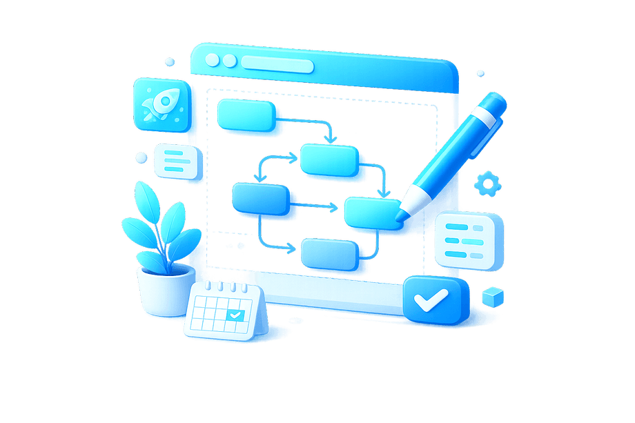 Konzept und Plan: Ablaufdiagramm im Browserfenster