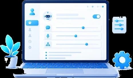 Laptop mit den Einstellungen des Assistenten