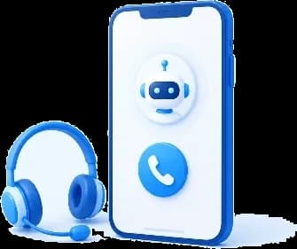 Smartphone mit Assistent und Headset daneben