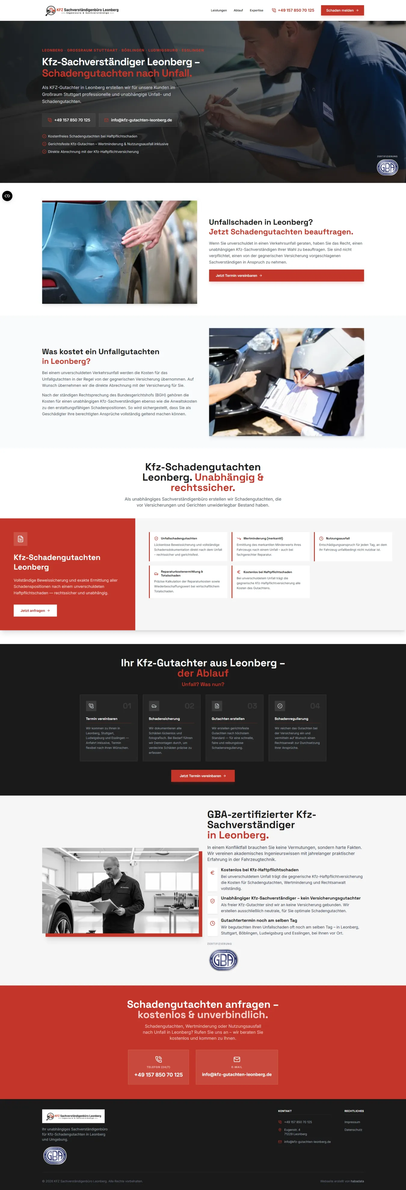 Website von KFZ-Gutachten Leonberg